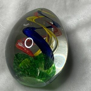 Vintage Colorful Swirl Glass Art Paperweight